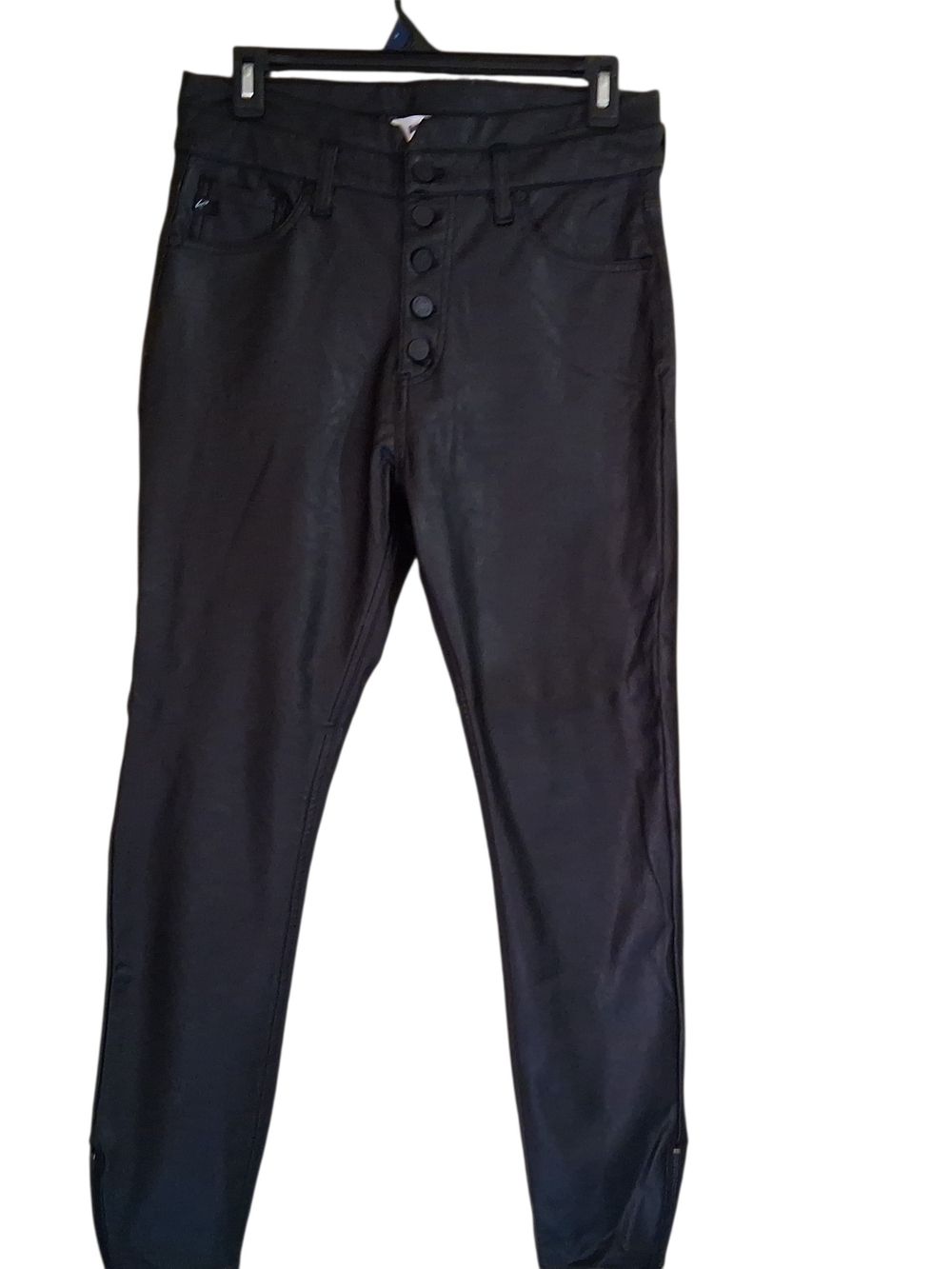 Kancan Faux Leather Bodycom Button Fly High Rise Size 9/28 Pants Zipper Ankle